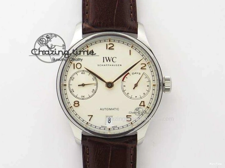 MIROTIME 0217 Portuguese Tourbillon IW5046 RG ZF Best Edition White Dial on Brown Leather Strap UrbanStyle 7144